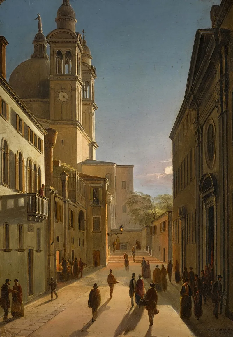 Venice The Rio Terra Catecumeni With Santa Maria Della Salute In The Distance Wall Art by Frans Vervloet - High-Resolution Digital Print