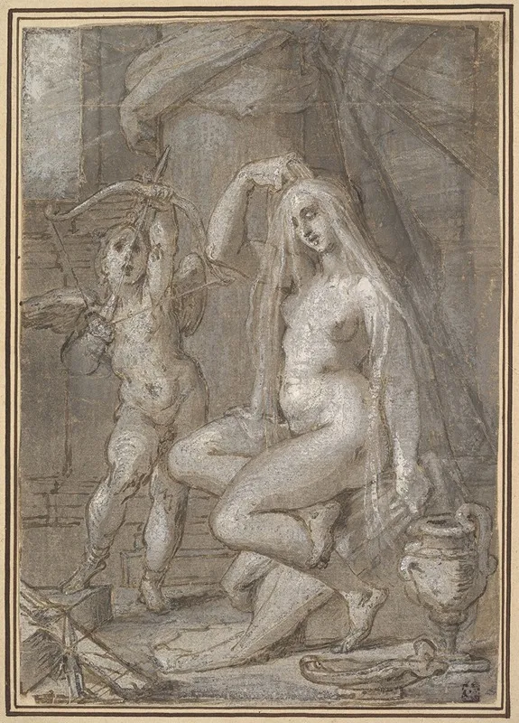 Venus And Amor 2 Wall Art by Bartholomaeus Spranger - High-Resolution Digital Print
