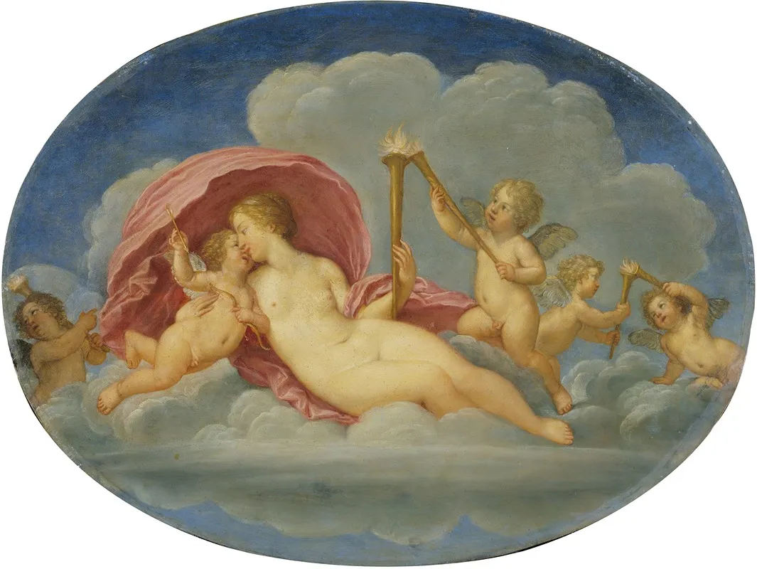 Venus And Cupid 24 Wall Art by Francesco Albani - High-Resolution Digital Print