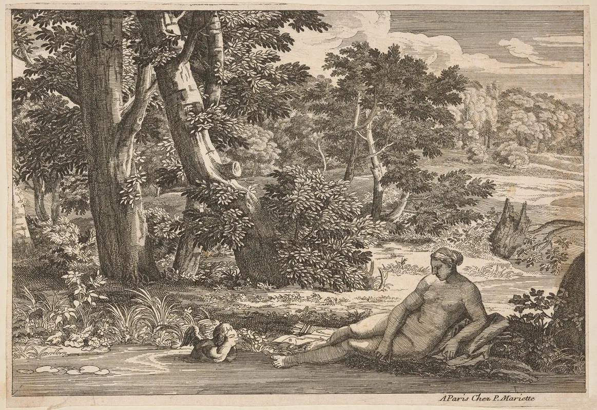 Venus And Cupid Bathing Wall Art by Pierre-Jean Mariette - High-Resolution Digital Print