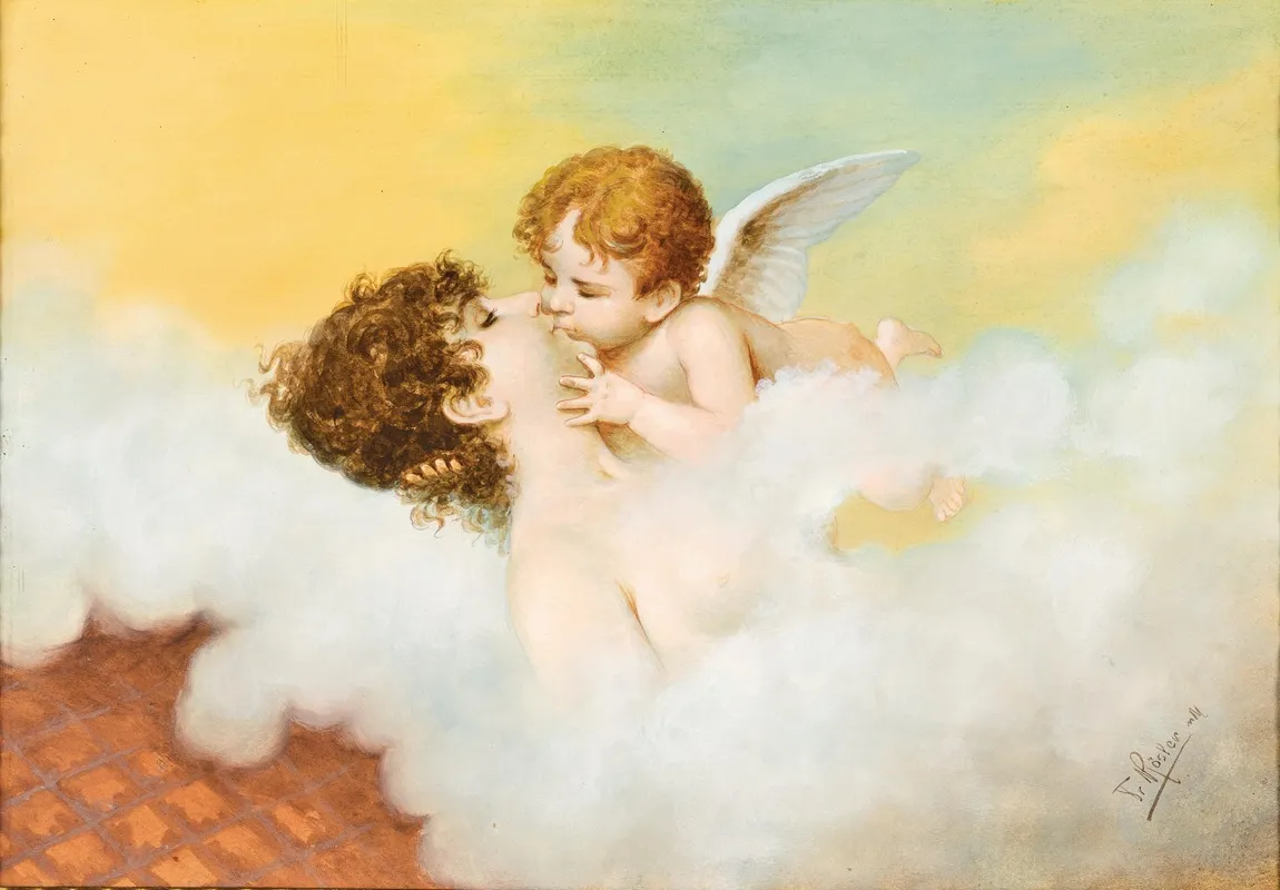 Venus And Cupid In The Taste Of Art Nouveau Wall Art by Franz Rösler - High-Resolution Digital Print