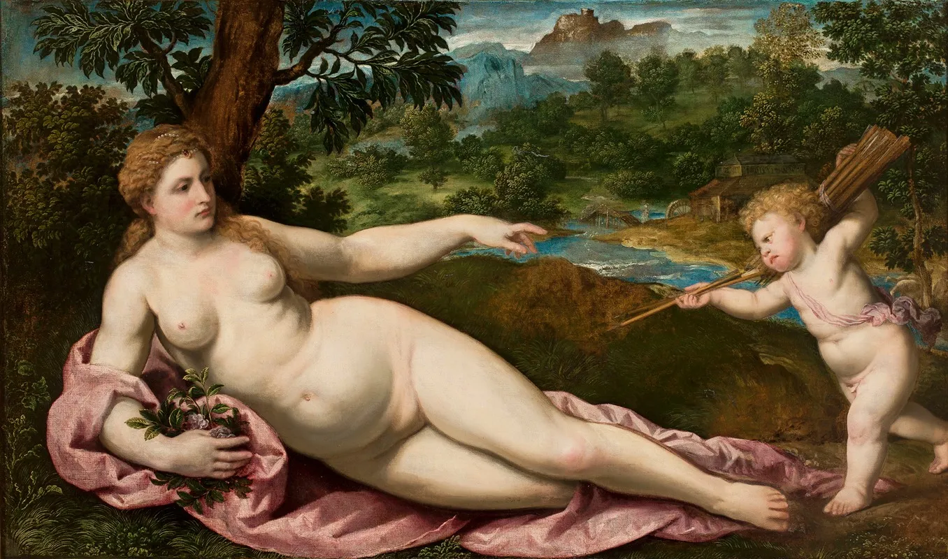 Venus And Eros Wall Art by Paris Bordone - High-Resolution Digital Print