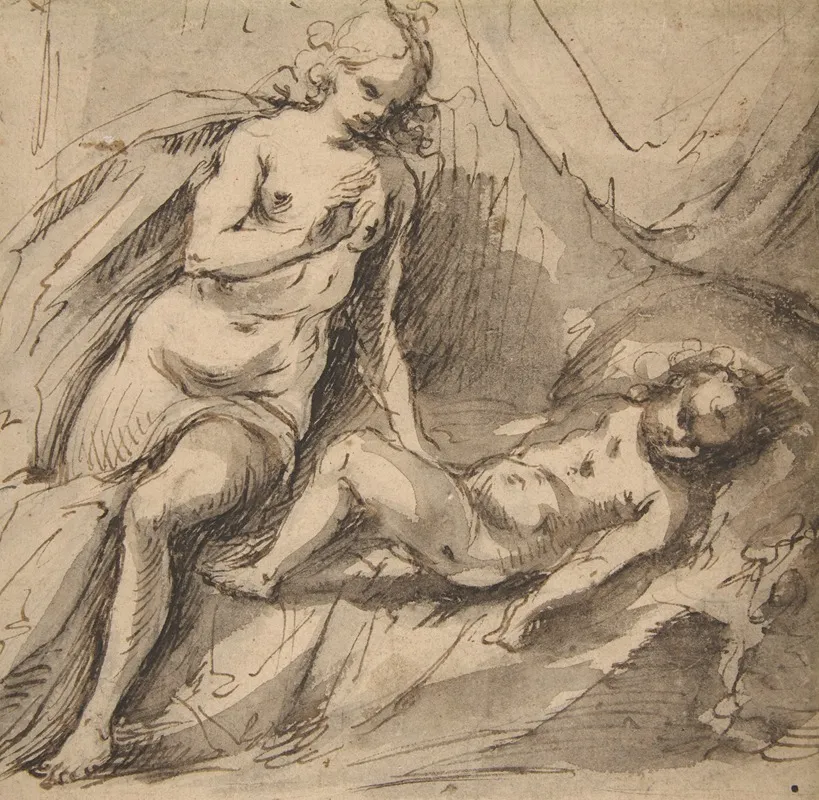 Venus And Sleeping Cupid Wall Art by Hans Stutte - High-Resolution Digital Print