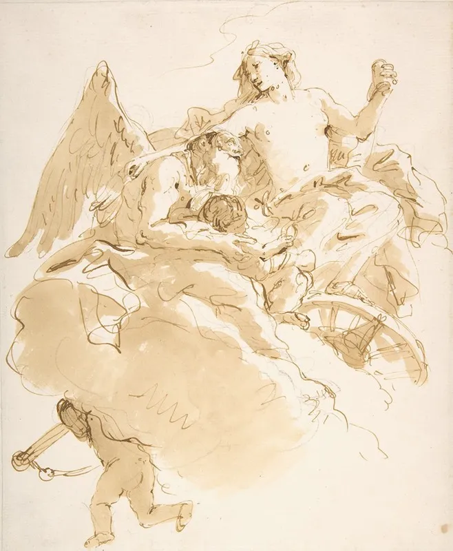 Venus Entrusting An Infant To Time Wall Art by Giovanni Battista Tiepolo - High-Resolution Digital Print