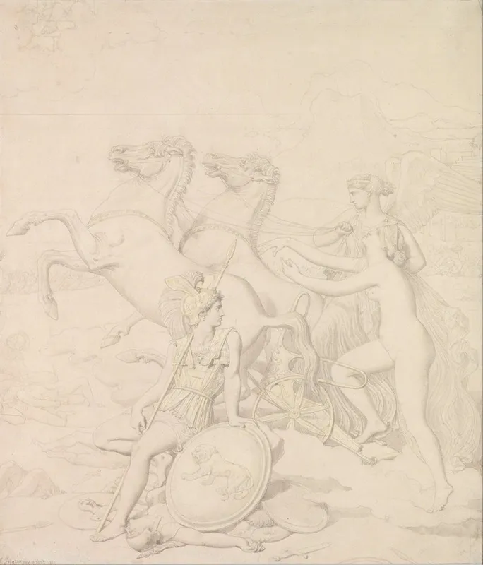 Venus Hurt By Diomedes Wall Art by Jean Auguste Dominique Ingres - High-Resolution Digital Print