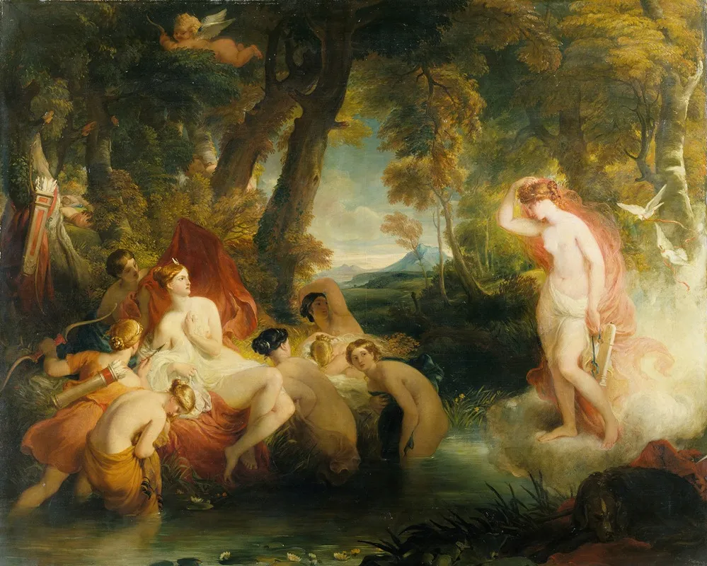 Venus In Search Of Cupid Surprises Diana Wall Art by William Hilton - High-Resolution Digital Print