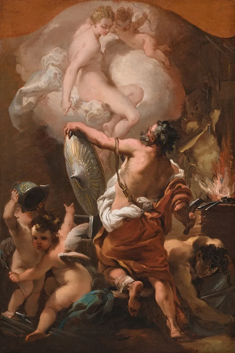 Venus Ordering Armor For Aeneas At Vulcans Forge Wall Art by Gaetano Gandolfi - High-Resolution Digital Print