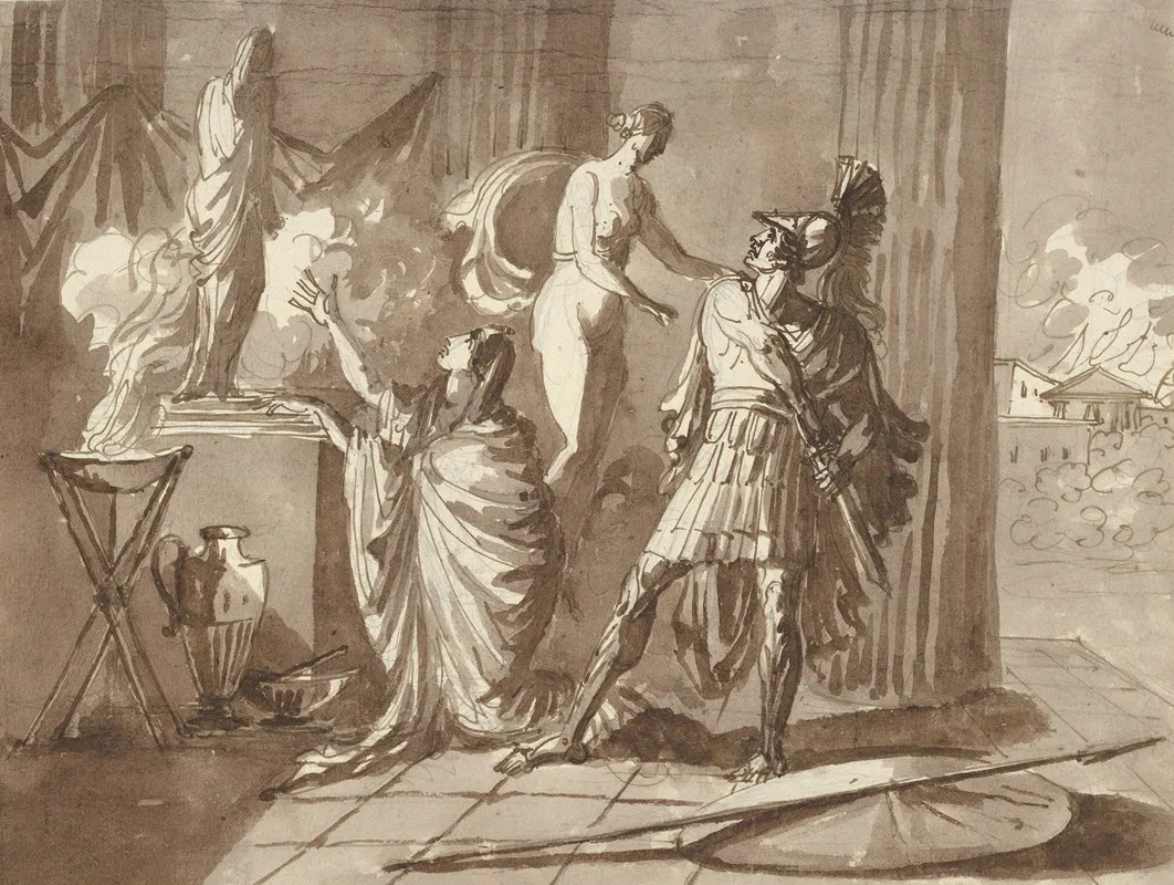 Venus Preventing Aeneas From Killing Helen Wall Art by Johann Tobias Sergel - High-Resolution Digital Print