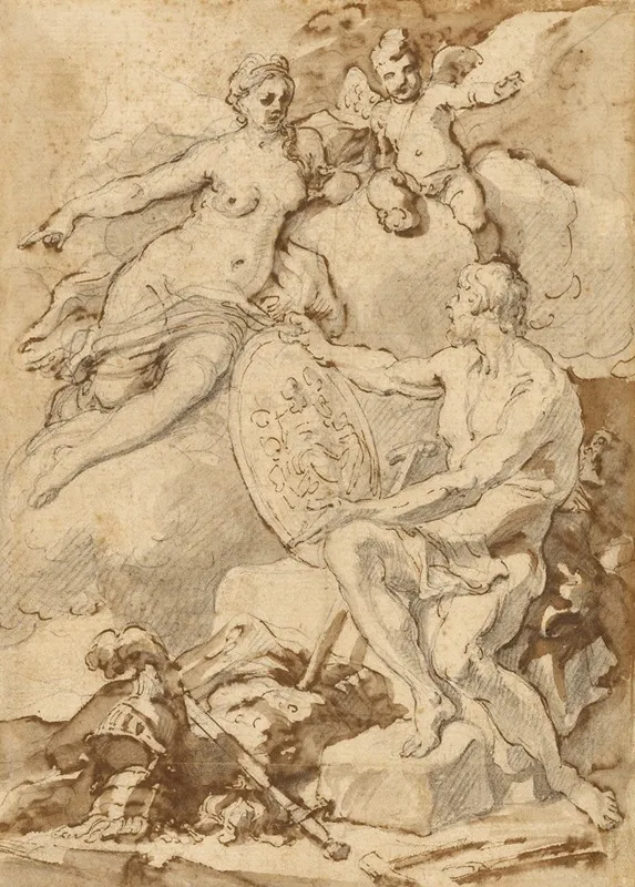 Venus Receiving From Vulcan The Arms Of Aeneas Wall Art by Francesco Solimena - High-Resolution Digital Print