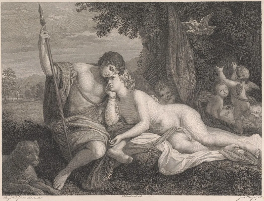 Venus Relating To Adonis The Story Of Hippomenes And Atlanta Wall Art by Benjamin West - High-Resolution Digital Print