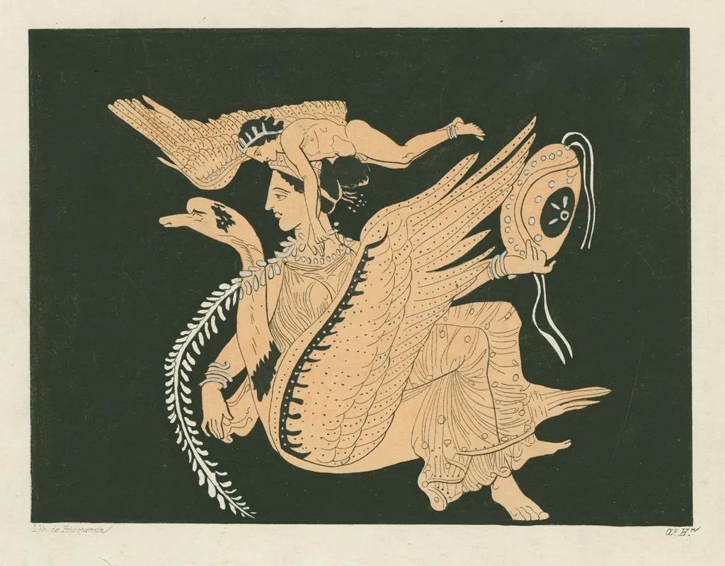 Venus Sitting On A Swan And Accompanied By A Hermaphrodite Wall Art by Alexis Louis Pierre Housselin - High-Resolution Digital Print