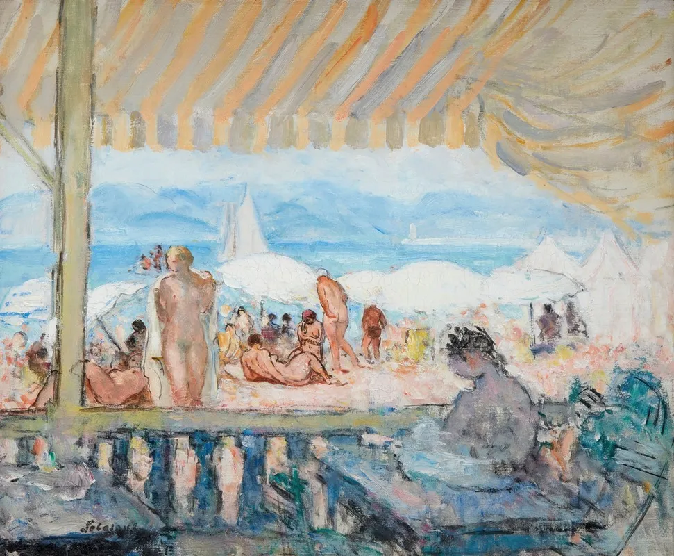Veranda Sur La Plage De Cannes Wall Art by Henri Lebasque - High-Resolution Digital Print