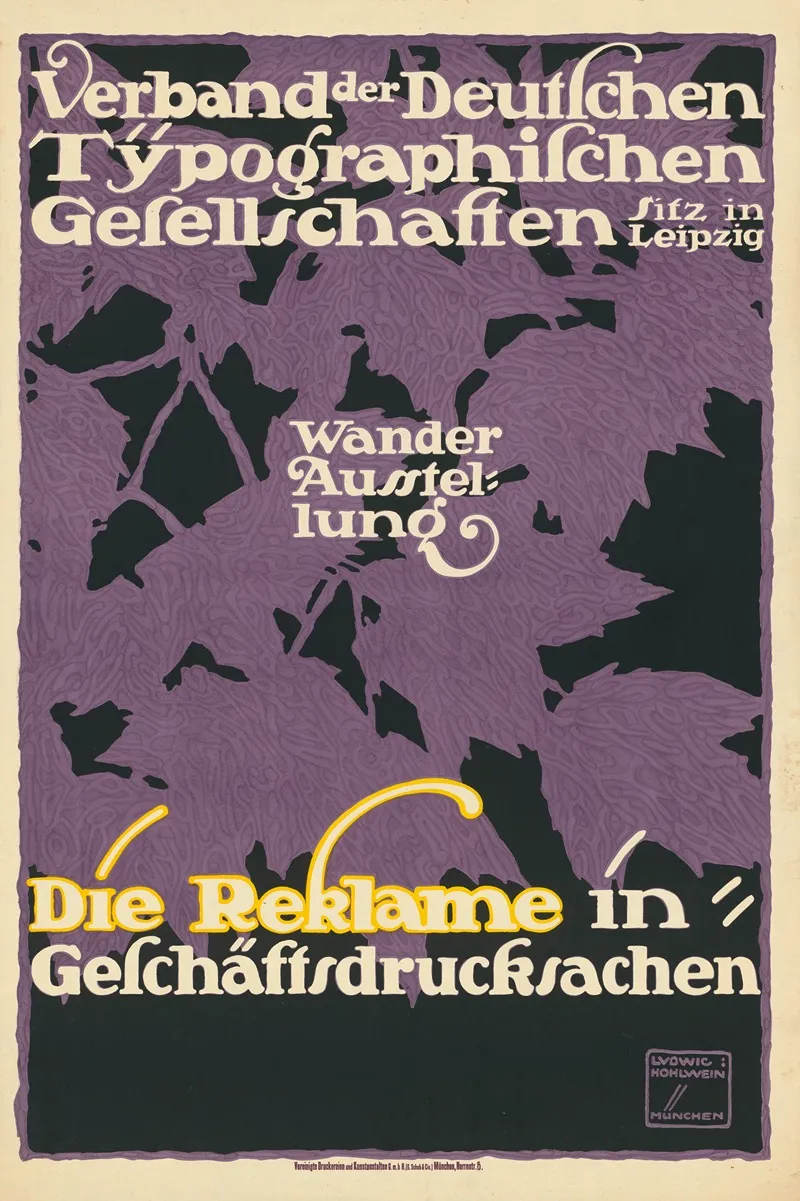 Verband Der Deutschen Typographischen Gesellschaften Wanderausstellung Die Reklame In Geschaftsdrucksachen Wall Art by Ludwig Hohlwein - High-Resolution Digital Print