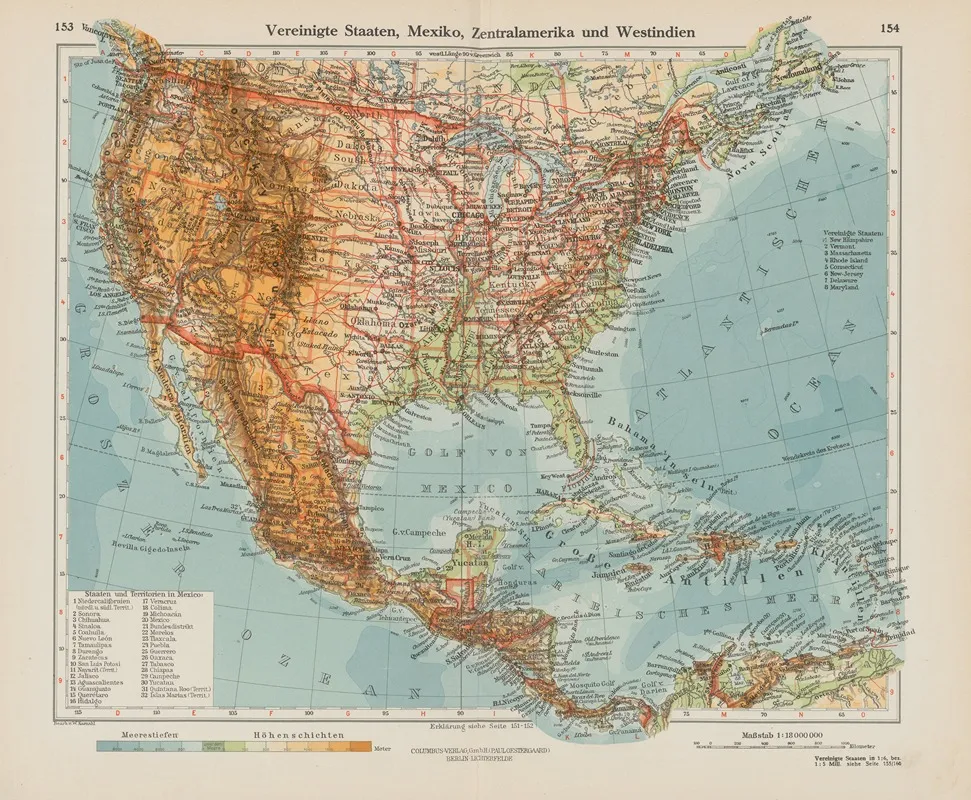 Vereinigte Staaten Mexiko Zentralamerika Und Westindien Wall Art by Ernst Friedrich - High-Resolution Digital Print