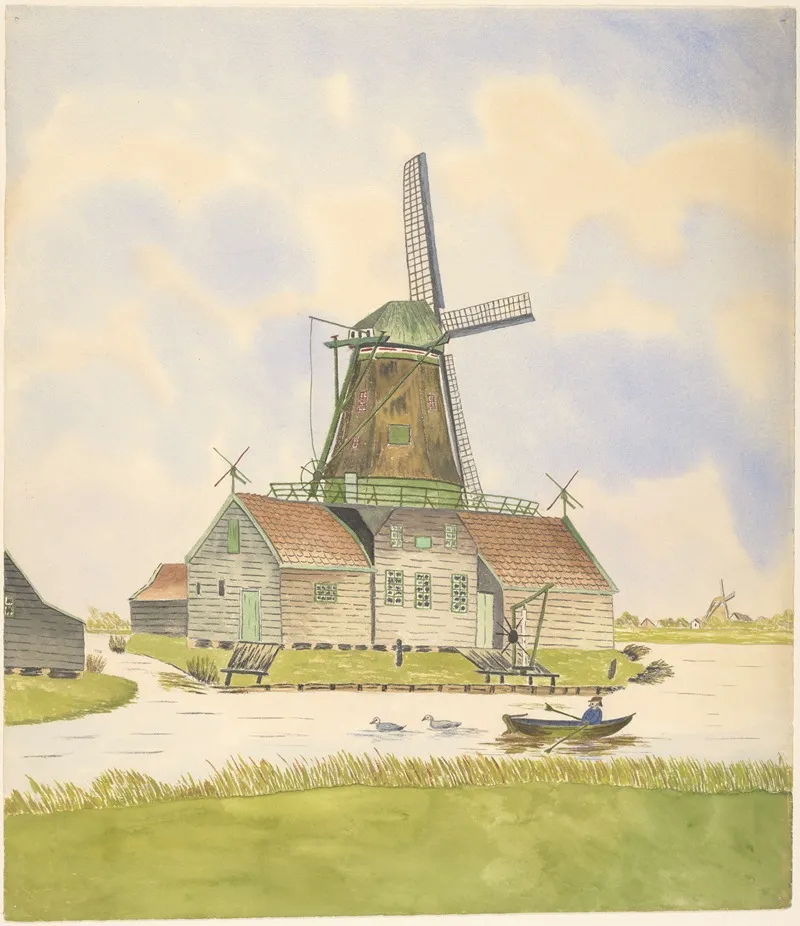 Verfmolen De Kuiper Of De Jonge Kuiper Stond Aan De Engewormerringsloot Noordzijde Op De Oosthoek Van De Karnsloot Wall Art by Johannes Nicolaas Eijman - High-Resolution Digital Print