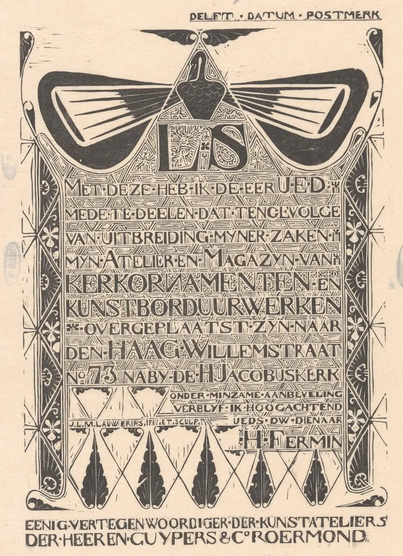 Verhuisaankondiging Van H Fermin Wall Art by Mathieu Lauweriks - High-Resolution Digital Print