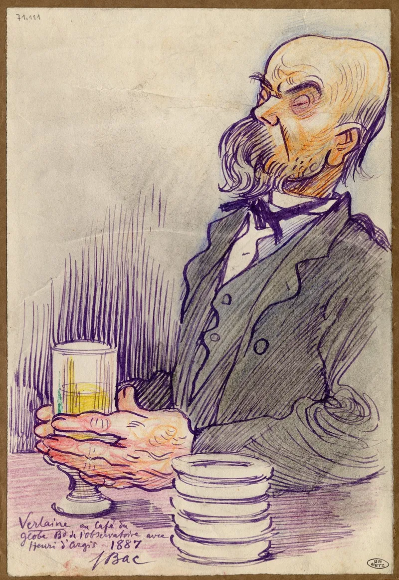 Verlaine Au Cafe Du Globe Boulevard De Lobservatoire Avec Henri Dargis Wall Art by Ferdinand Bac - High-Resolution Digital Print