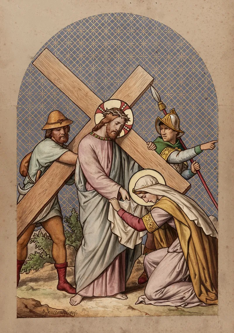 Veronica Wipes The Face Of Jesus Wall Art by Joseph Hussenot - High-Resolution Digital Print