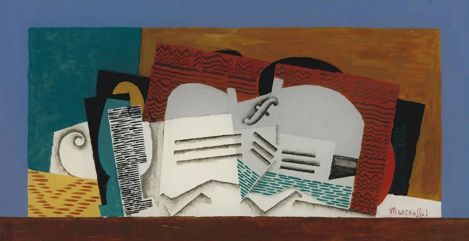Verre Et Violon Wall Art by Louis Marcoussis - High-Resolution Digital Print