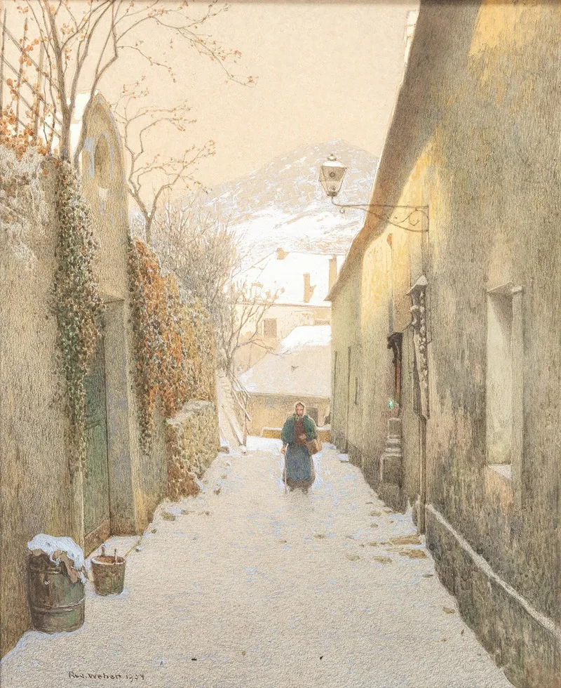 Verschneites Gasschen Wall Art by Rudolf Weber - High-Resolution Digital Print