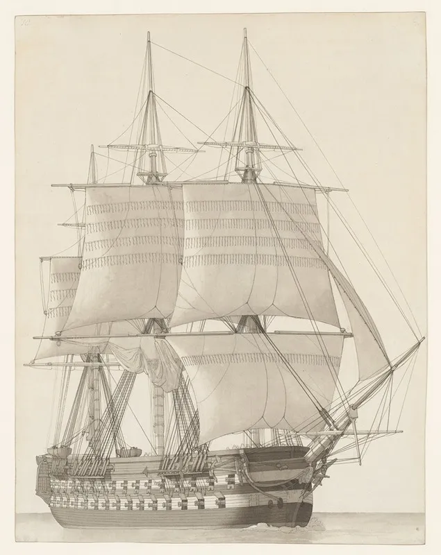 Vessel Of The Russian Line Vaisseau De Ligne Russe Wall Art by Christoffer Wilhelm Eckersberg - Canvas Print