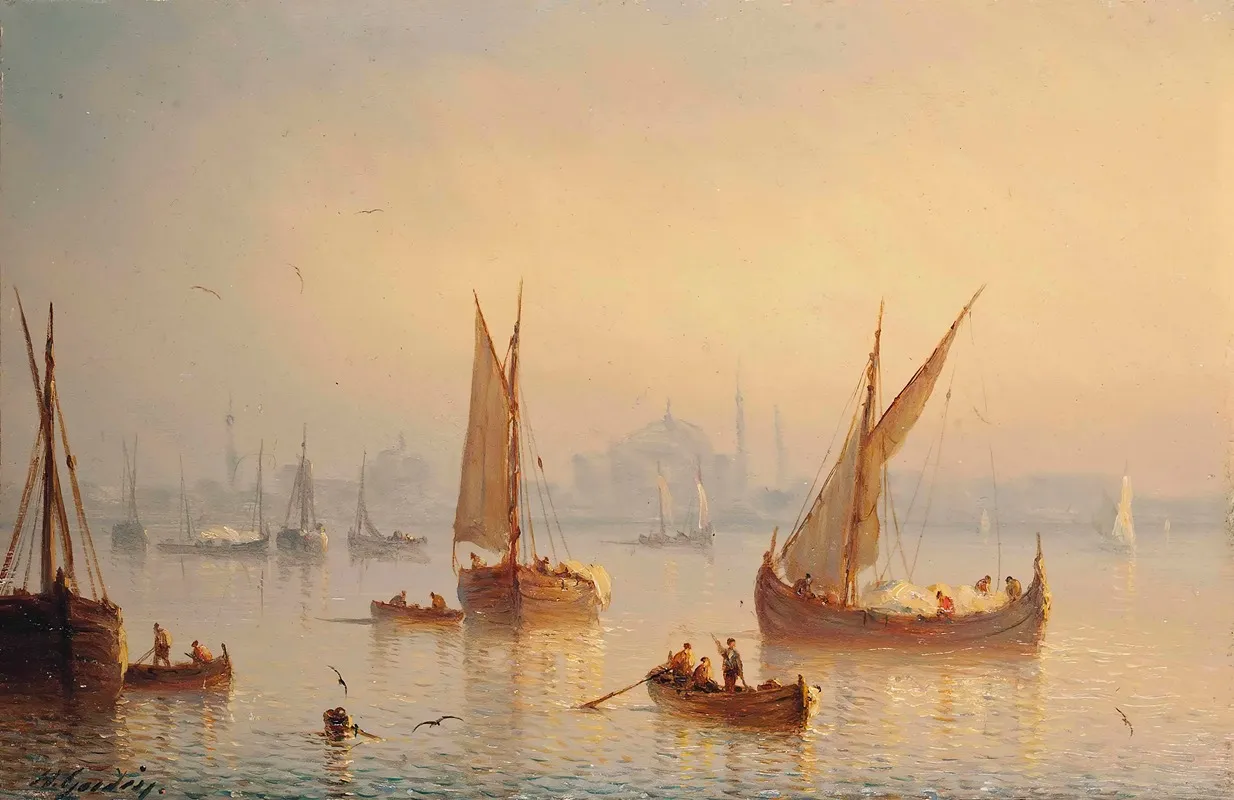 Vessels On The Bosphourus Hagia Sophia Mosque Beyond
