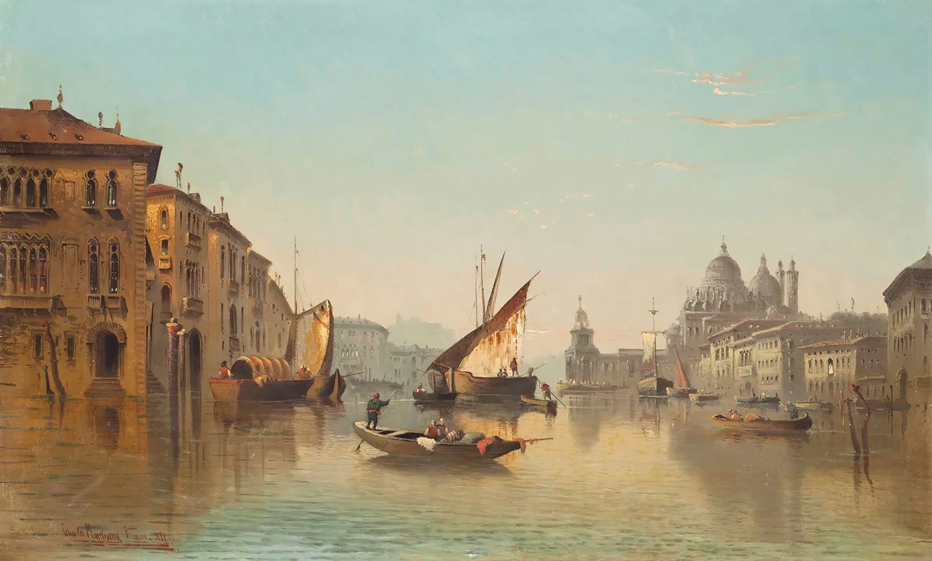 Vessels On The Grand Canal Venice Wall Art by Carl Kauffman - High-Resolution Digital Print