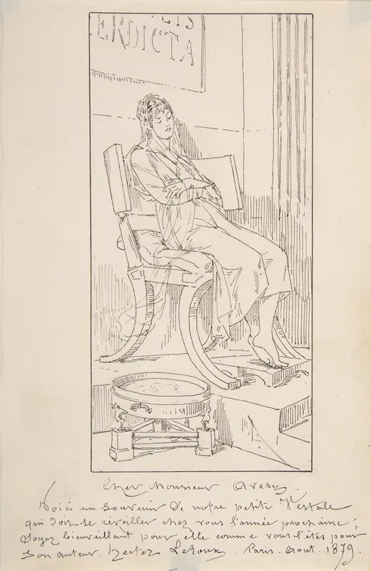 Vestal Maiden Asleep In A Chair Wall Art by Louis-Héctor Leroux - High-Resolution Digital Print