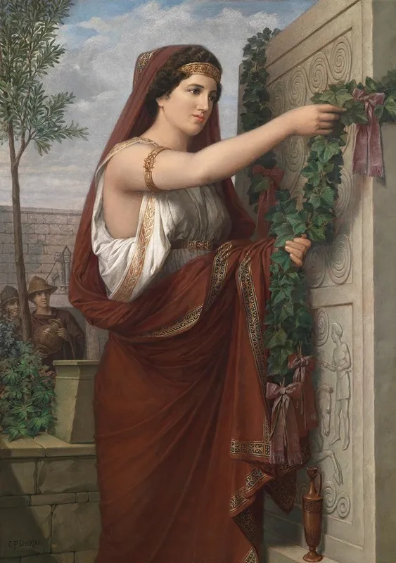 Vestalin Mit Efeugirlande Wall Art by Carl Friedrich Deckler - High-Resolution Digital Print