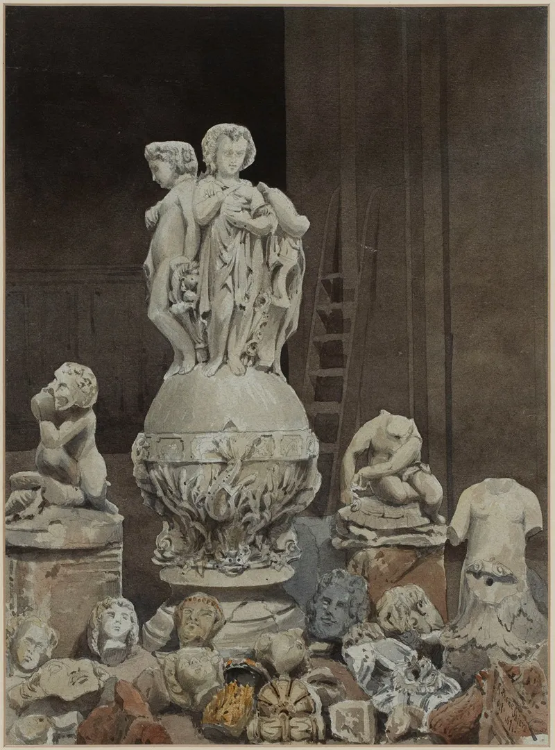 Vestiges Delements Sculptes Decorant Lhotel De Ville En 1871 Wall Art by Richard Phené Spiers - High-Resolution Digital Print