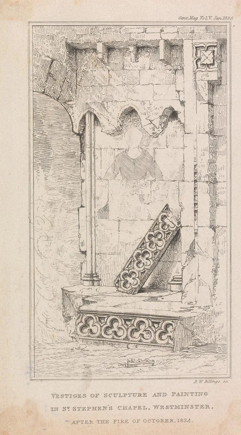 Vestiges Of Sculpture And Painting In St Stephens Chapel Westminster Wall Art by Robert William Billings - High-Resolution Digital Print