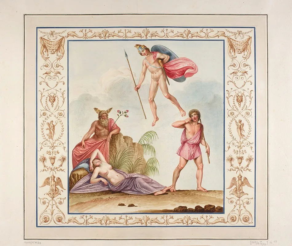 Vestigia Delle Terme Di Tito Ariadna On Naksos Quadro From Vault Ornamentation In Room 14 Wall Art by Marco Carlone - High-Resolution Digital Print