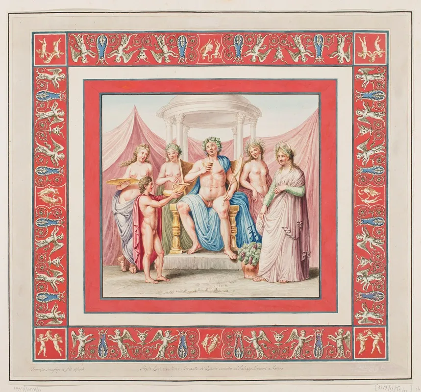 Vestigia Delle Terme Di Tito Bacchus Triumph Quadro From The Central Field Of The Ornamentation In Room 25 Wall Art by Marco Carlone - High-Resolution Digital Print