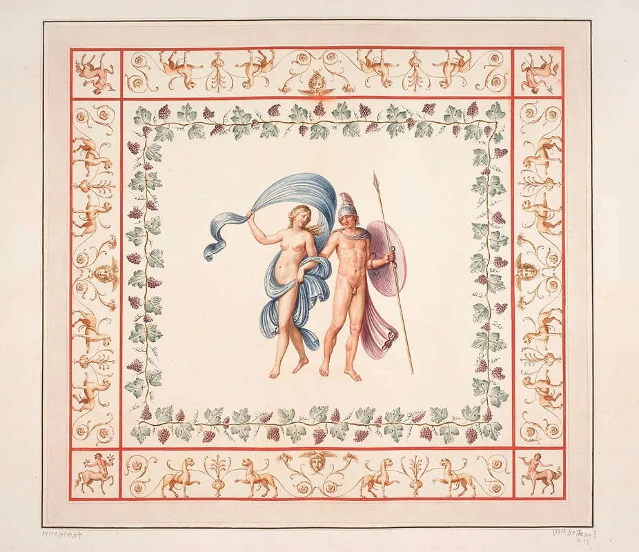 Vestigia Delle Terme Di Tito Mars And Venus Quadro From Vault Ornamentation In Room 15 Wall Art by Marco Carlone - High-Resolution Digital Print