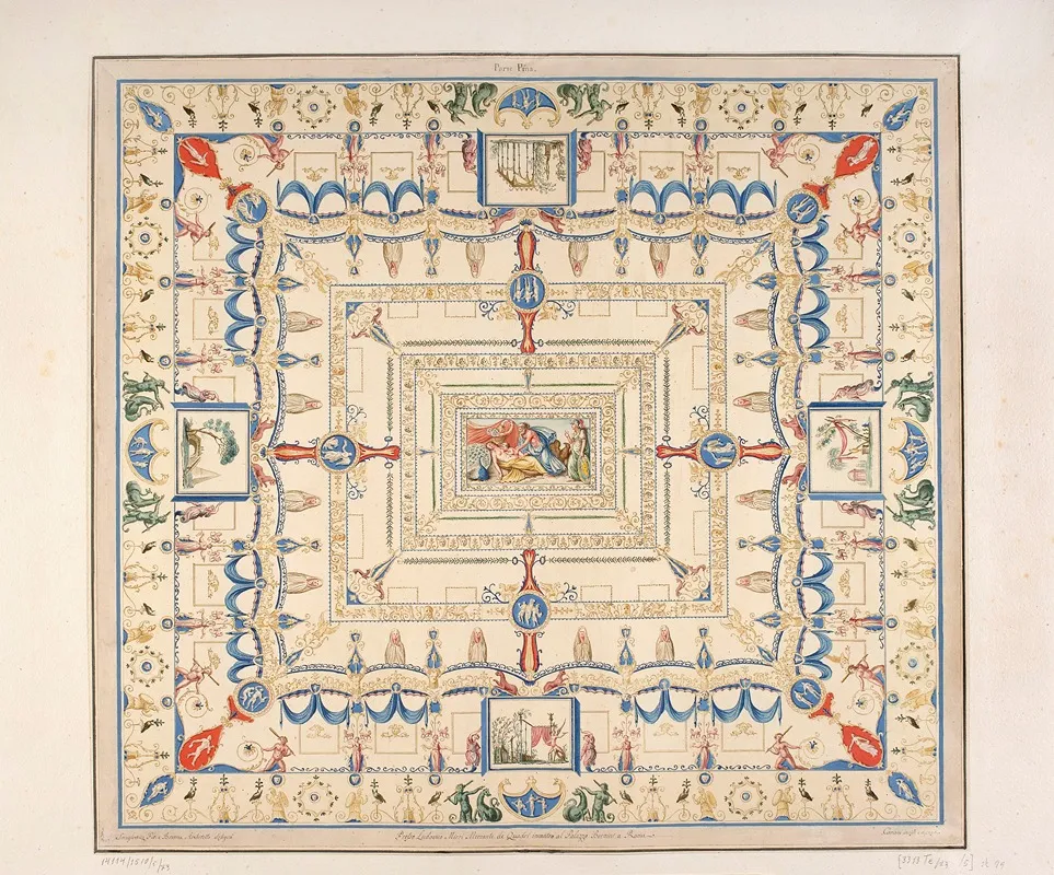 Vestigia Delle Terme Di Tito Ornamentation Of Vault Called In Fondo Bianco In Room 26 Wall Art by Marco Carlone - High-Resolution Digital Print
