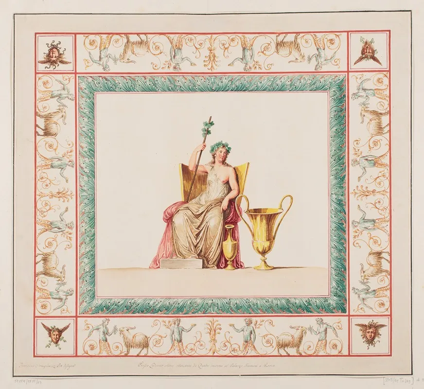 Vestigia Delle Terme Di Tito Pomona Quadro From Vault Ornamentation In Room 15 Wall Art by Marco Carlone - High-Resolution Digital Print