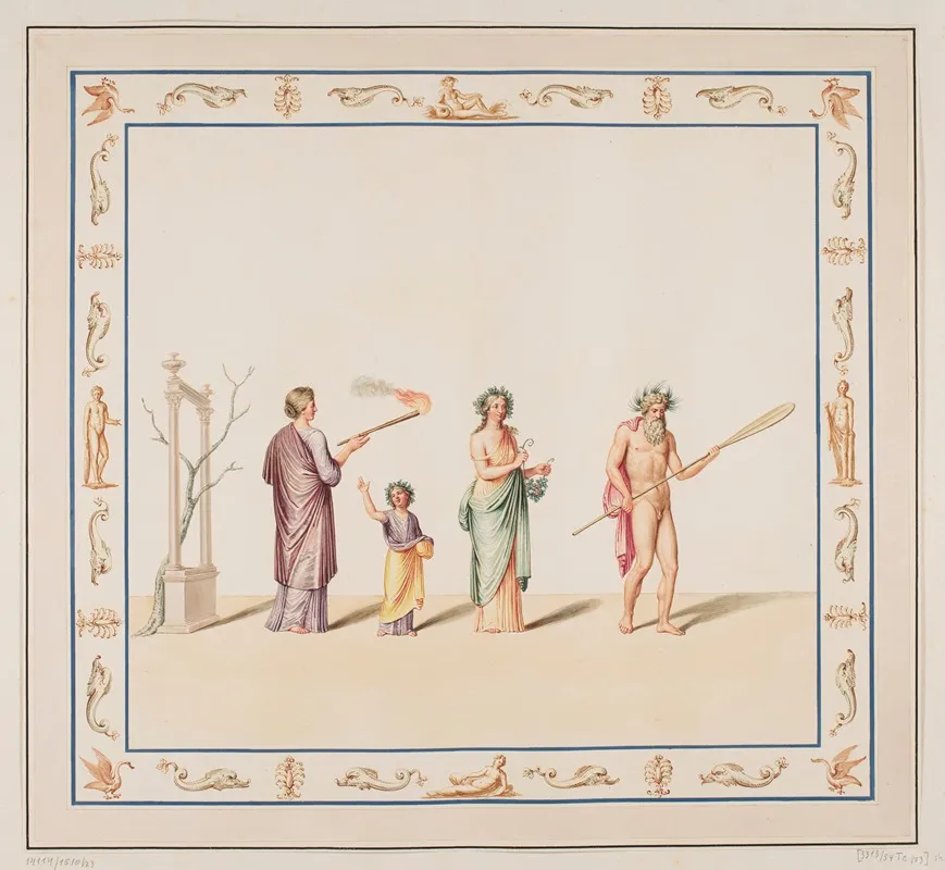 Vestigia Delle Terme Di Tito Preocession Quadro From Vault Ornamentation In Room 14 Wall Art by Marco Carlone - High-Resolution Digital Print