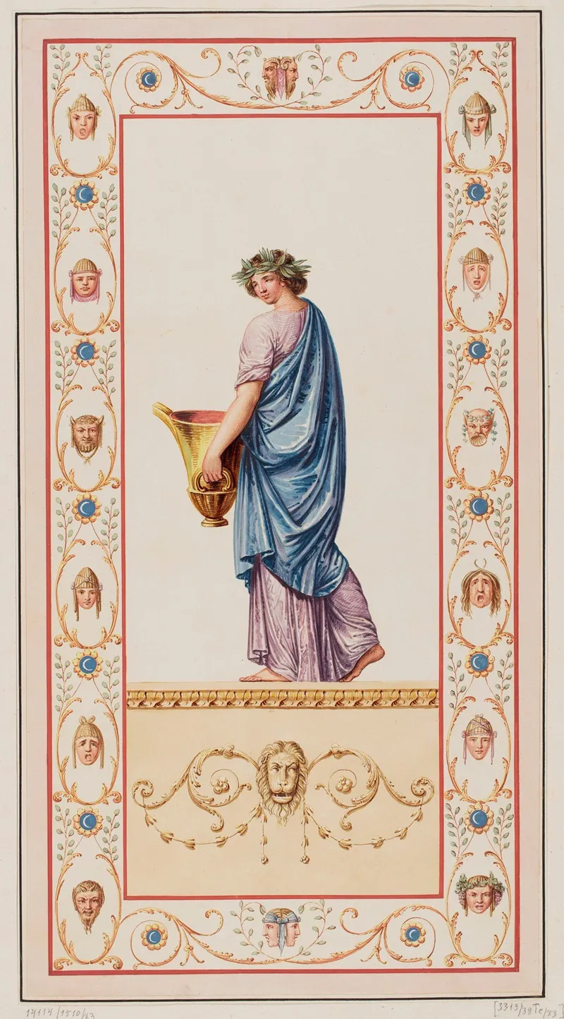 Vestigia Delle Terme Di Tito Priestess Quadro From Wall Ornamentation In Room 15 Wall Art by Marco Carlone - High-Resolution Digital Print