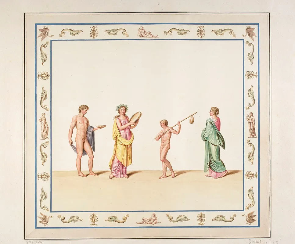 Vestigia Delle Terme Di Tito Procession Quadro From Vault Ornamentation In Room 14 Wall Art by Marco Carlone - High-Resolution Digital Print