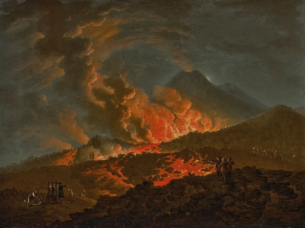 Vesuvius Erupting At Night Wall Art by Pietro Fabris - High-Resolution Digital Print