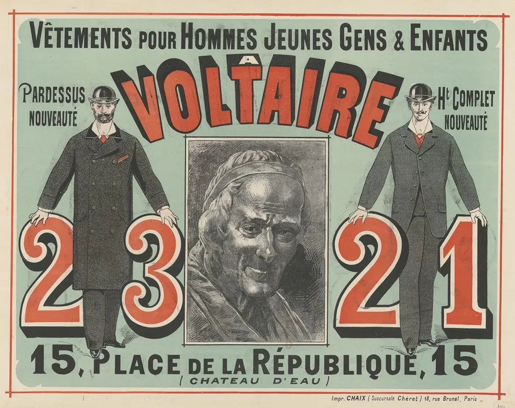 Vetements Pour Hommes Jeunes Gens Enfants A Voltaire Wall Art by Jules Chéret - Canvas Print