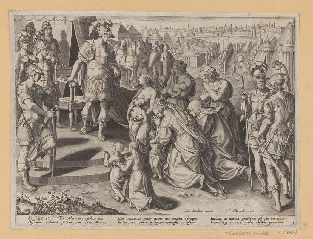 Veturia And Volumnia Begging Coriolanus Wall Art by Stradanus - High-Resolution Digital Print