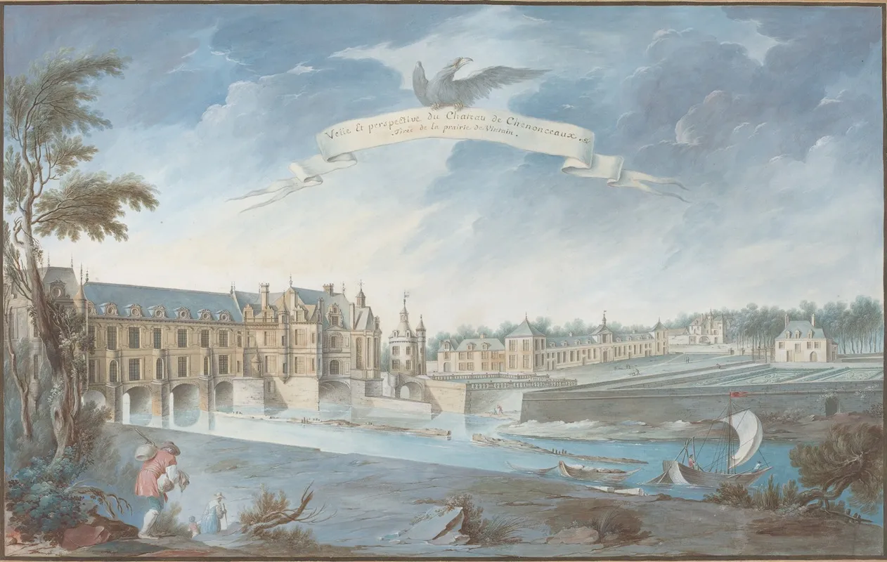 Veue Et Perspective Du Chateau De Chenonceaux Wall Art by Nicolas Marie Ozanne - High-Resolution Digital Print