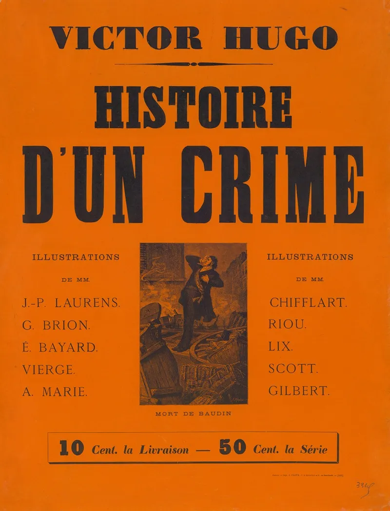 Victor Hugo Histoire Dun Crime 10 Cent La Livraison 50 Cent La Serie Wall Art by Fortuné Louis Méaulle - High-Resolution Digital Print