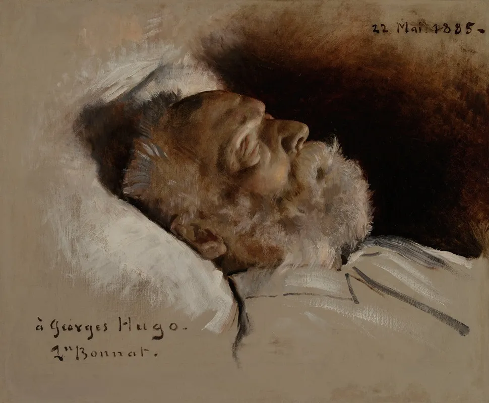 Victor Hugo Sur Son Lit De Mort 2 Wall Art by Léon Bonnat - High-Resolution Digital Print