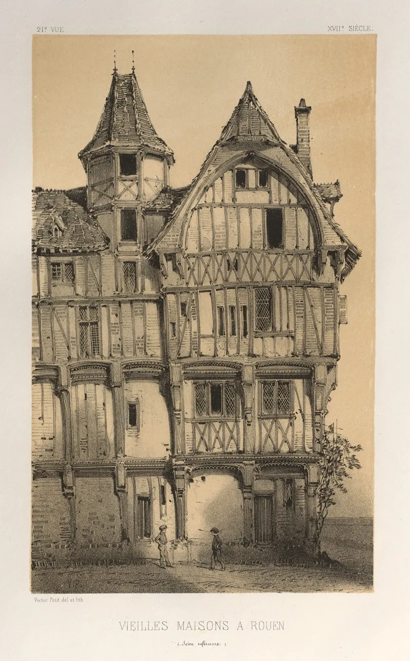 Vielles Maisons A Rouen Seine Inferieure Wall Art by Victor Petit - High-Resolution Digital Print