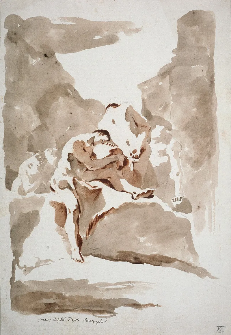 Vier Akte In Einer Landschaft Wall Art by Giovanni Battista Tiepolo - High-Resolution Digital Print