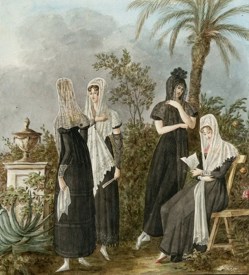 Vier Vrouwen In Spaanse Klederdracht