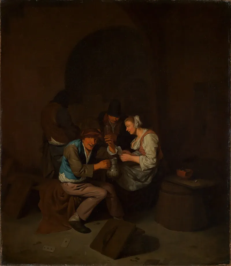 Vier Zechende Bauern Mit Einer Frau Wall Art by Cornelis Pietersz. Bega - High-Resolution Digital Print