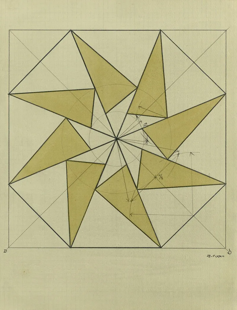 Vierkant Met Langwerpige Driehoeken En Achthoek En Cirkels Wall Art by Alfred Ost - High-Resolution Digital Print